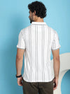 Venitian Men Double Mercerised Printed Polo Neck WHITE T-Shirt for Men