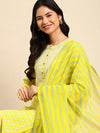 Women's Lime Green Printed Kurta Set-GW-2997-Limegreen