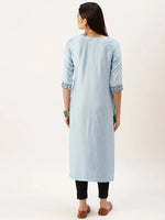 Women's Blue Solid Straight Kurta-SKC-3231-Blue