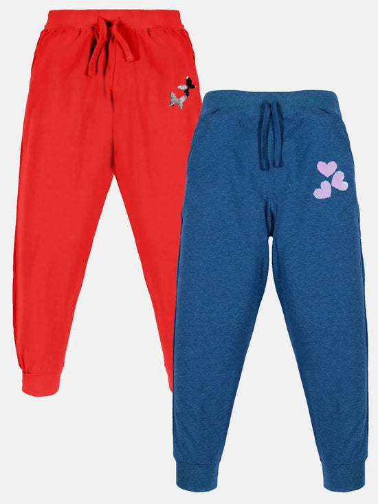 Girls Butterfly & Heart Applique Track Pant Pack of 2