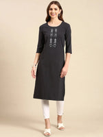 Women's Grey Solid Straight Kurta-SKC-814-Grey