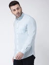 Hangup Men Slim Solid Shirts-CollarBlueShirt