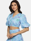 Floral Blue Cut And Sew Midaxi Co-ord Set-17337