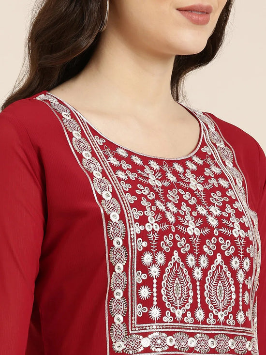 Women Maroon Embellished Anarkali Kurta-SKC-112006-Maroon