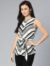 Vinatge black & white stripe printed women top