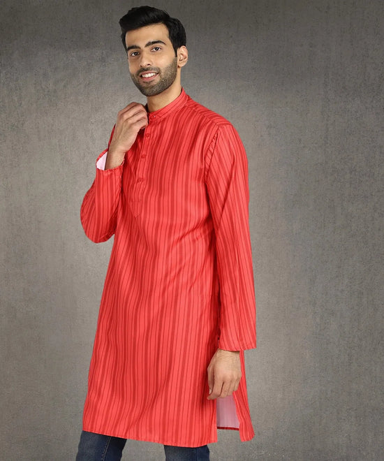 Hangup Men Standard Striped Men's Indian Wear-ST1111261_Orange_Lkurta