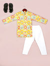 Boys Ethnic Motifs Pure Cotton Printed Kurta with Pyjamas Set