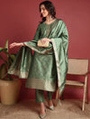 Ahika Polyester Ethnic motifs Green Indian Ethnic