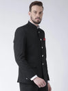 Hangup Men Standard Solid Men Formalwear-WhiteBttnBlackBlazer