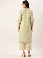 Women's Green Solid Straight Kurta-DF-1197-Green