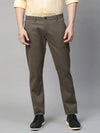 Genips Men's Dark Grey Cotton Stretch Caribbean Slim Fit Solid Trousers