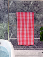 Athom Living Premium Gamcha Bath Towel 65 x 135 cm Pack of 1 Red checkered-ATZ-BT-1H