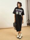 Women Black NEW YORK Printed T-Shirt Dress