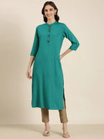 Women Teal Geometrical Straight Kurta-GW-3865-Teal