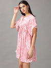 Women's Pink Printed Fit and Flare Top-AE-15770-Pink