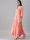 Women's Pink Floral Anarkali Kurta-SSRM504-Pink