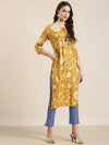 Women Mustard Floral Straight Kurta-NJ-3664299-Mustard