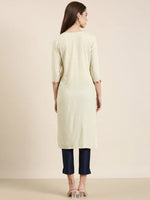 Women Cream Striped Straight Kurta-NJ-3569282-Cream