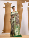 Dark Chocolate Silk Banarasi Saree With Zari Woven Designs-MA53BSL441050010