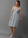 Women's Grey Printed A-Line Dress-SKF-100-1-Grey