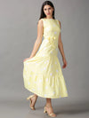 Women's Yellow Polka Dots Fit and Flare Dress-AE-15680-Yellow