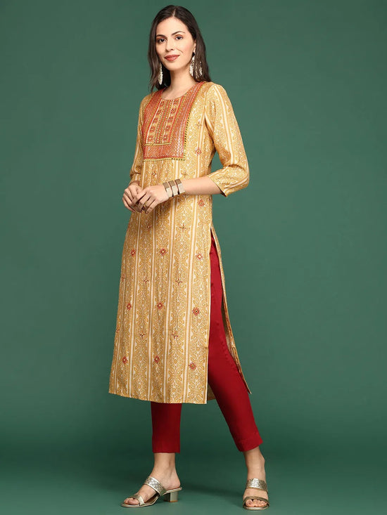 Women's Mustard Solid Straight Kurta-GW-2627-Mustard