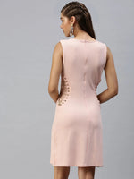 Women's Peach Solid Sheath Dress-AE-0002-Peach