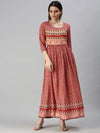 Women's Red Printed Anarkali Kurta-GW2141-Red