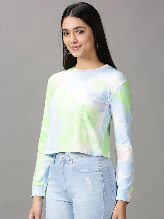 Women's Multi Tie Dye Crop Top-AE-10476-1-Multi