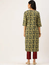 Women's Green Printed Straight Kurtas-NJ-3030399-Green