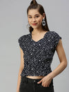 Women Navy Blue Printed Corset Top-AE-10214-Navybluewhite