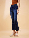 Women Navy Blue Boot Cut Mid Rise Jeans