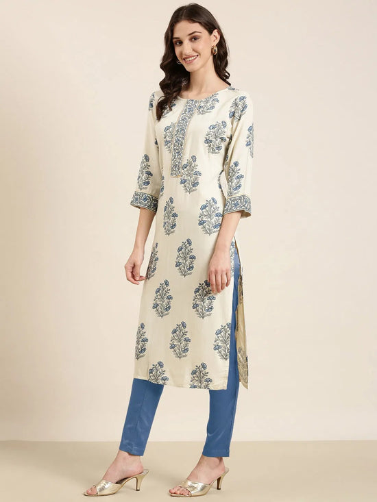 Women Off White Floral Straight Kurta-NJ-3553348-Offwhite