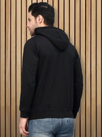 Rigo Black Fleece Hooded With Front Zip Open Sweatshirt-Full