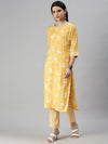 Women's Yellow Printed Kurta Sets-SKC3162-Yellow