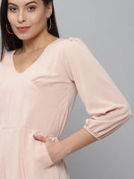 Women's Pink Solid Jumpsuit-AE-9984-Peach