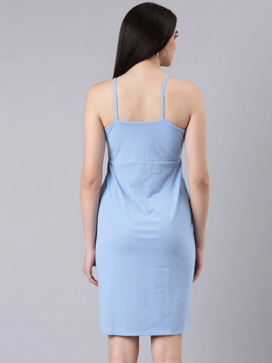 Women Blue Solid Bodycon Dress-AE-515-Blue