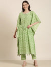 Women Green Printed Kurta Set-DW-1228-Green