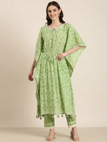 Women Green Printed Kurta Set-DW-1228-Green