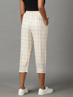 Women's Cream Checked Trouser-AE-10465-Cream