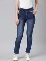 Women Blue Solid Slim Fit Denim Jeans-GZ-5547-2-Blue