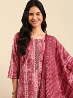 Women's Purple Tie Dye Kurta Set-SKC-938-Magenta