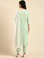 Women's Green Printed Kurta Set-ON-643-Green