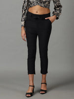 Women's Black Solid Trouser-AE-7045-Black