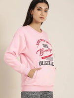 Dillinger Pink Typographic Oversized Sweatshirt-DLWMNSWT028PINK-XS