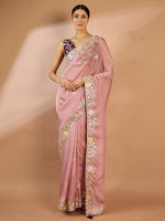 Saree Mall Women's Organza Mauve Embellished Designer Saree With Blouse Piece-SRENIK2067C