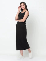 Rigo Solid Round Neck Sleeveless Maxi Dress