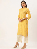 Women's Mustard Solid Straight Kurta-DF-1196-Mustard