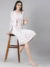 Women Off White Printed A-Line Dress-AE-15936-Offwhitemauve