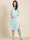 Women Blue Solid Straight Kurta-NJ-3709228-Blue